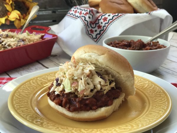 Sloppy BBQ Bison with Kick'n Slaw